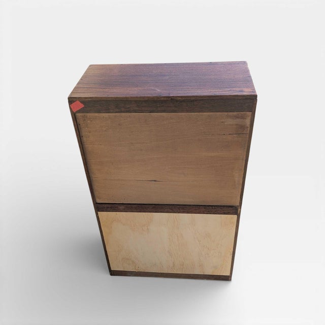 Japanese Antique Refinished Cabinet With Figured Wood Panels and Fabric Inserts For Sale - Image 9 of 17