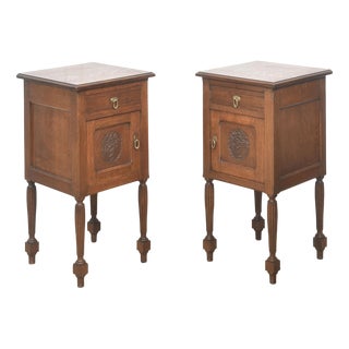Oak Bedside Cabinets, Set of 2 For Sale