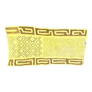 Handwoven Kuba Cloth, Yellow and Brown For Sale