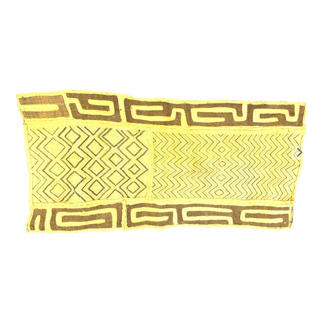 Handwoven Kuba Cloth, Yellow and Brown For Sale