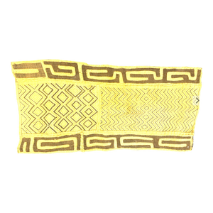 Handwoven Kuba Cloth, Yellow and Brown