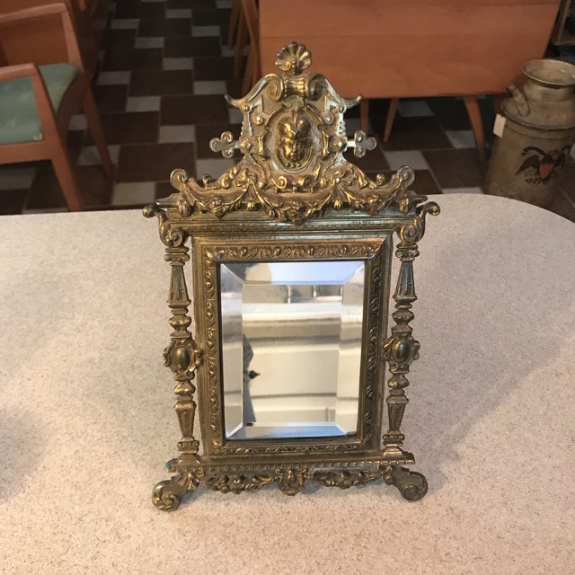 Antique Art Nouveau Victorian Brass Vanity Mirror Chairish