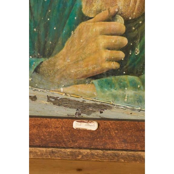 1980s Signed Oil on Canvas of 'Old Albert' With Coors Beer Sign (D. 1983) | in Handmade Oak Frame For Sale In Charleston - Image 6 of 11