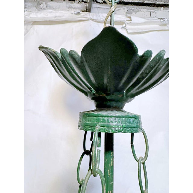 Vintage Italian Tole Chandelier With Murano Glass Flowers For Sale - Image 9 of 9