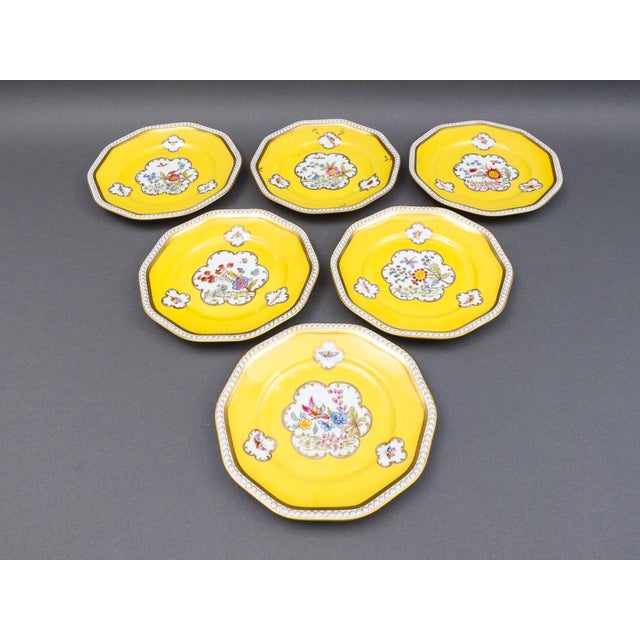 Mid-Century Modern Mid 20th Century Rosenthal Bavaria Dresden Yellow Gold Gilt Floral Porcelain Salad Plate - Set of 6 For Sale - Image 3 of 10