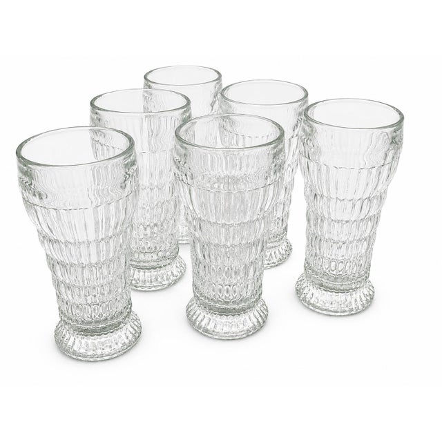 Mid-Century Modern Vintage Jeanette Glass Co. Rippled Soda Shop Glasses Ice Cream Sundae, Root Beer Float & Fountain Glasses - Set of 6 For Sale - Image 3 of 12