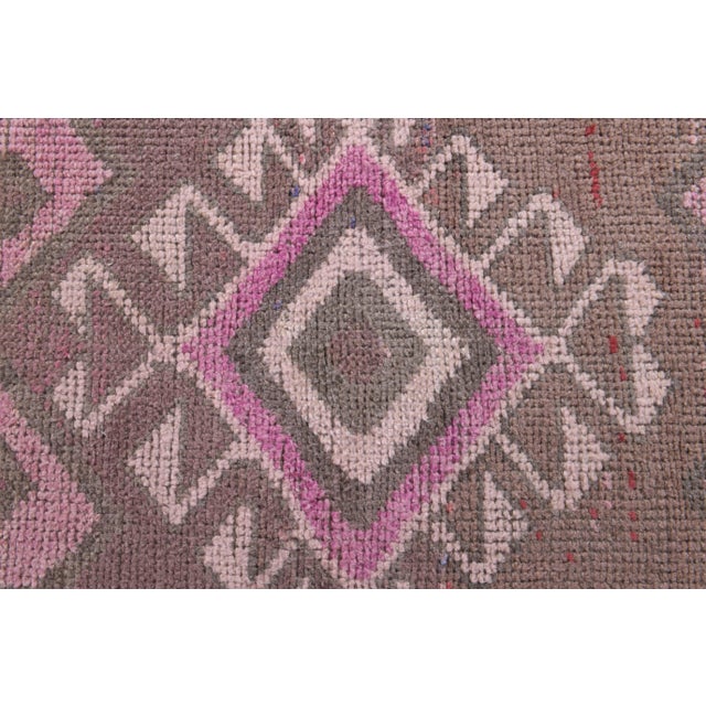Textile Vintage Turkish Oushak Handmade Wool Cotton Pink Runner Rug For Sale - Image 7 of 9