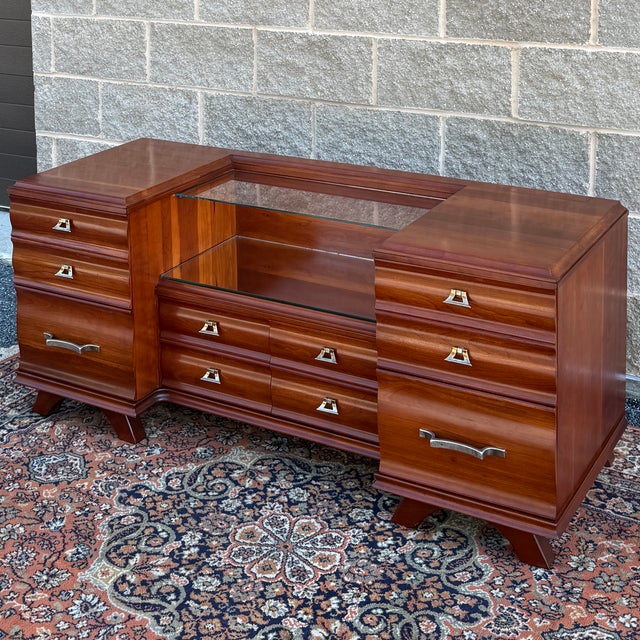Kling Furniture Co. Mid Century Modern Kling Furniture Cherry Modern Collection Solid Cherry 6 Drawer Vanity & Bench For Sale - Image 4 of 18