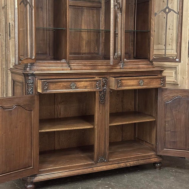 Antique Liegeois Hand-Carved Walnut Bookcase ~ China Buffet For Sale - Image 17 of 18