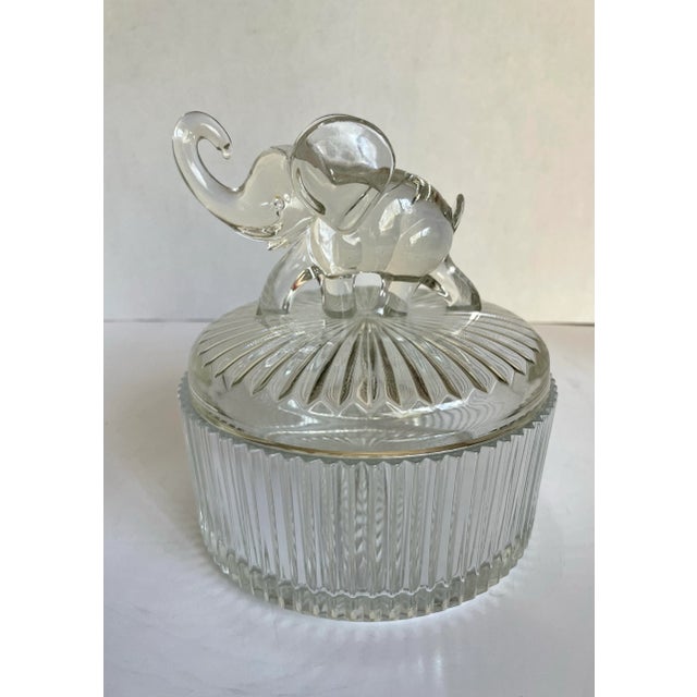 1920s 1920's Jeanette Glass Elephant Lidded Powder Candy Dish For Sale - Image 5 of 7