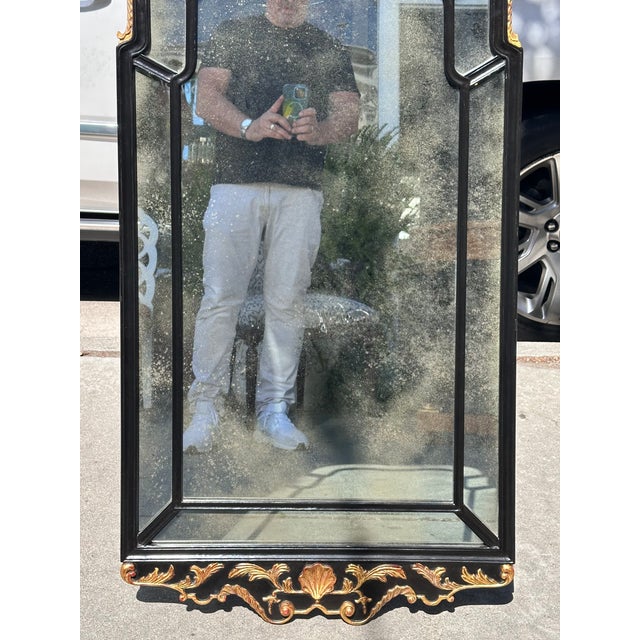 19th C Style Burton-Ching Regency Black & Gold Mirror - 1 of 2 For Sale In Los Angeles - Image 6 of 7