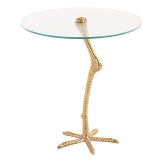 1990s Surreal Brass Bird Leg Drinks Table, in the Manner of Meret Oppenheim. For Sale