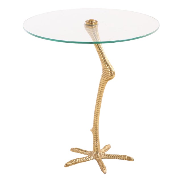 1990s Surreal Brass Bird Leg Drinks Table, in the Manner of Meret Oppenheim. For Sale