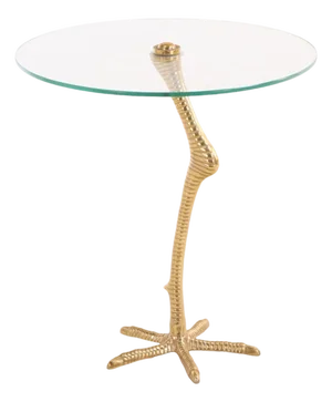 1990s Surreal Brass Bird Leg Drinks Table, in the Manner of Meret Oppenheim.
