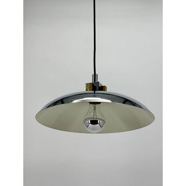 Bauhaus Pendant Lamp in Chrome and Brass by Art Line, 1980s For Sale - Image 6 of 15