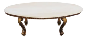 French Antique Gold Finish Oval Marble Top Coffee Table 6640
