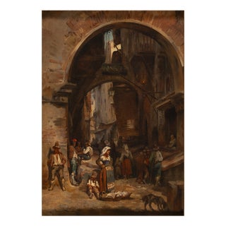 François Bonnet, Street Scene Beneath an Archway, 1848, Oil on Canvas For Sale