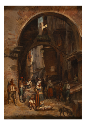 François Bonnet, Street Scene Beneath an Archway, 1848, Oil on Canvas