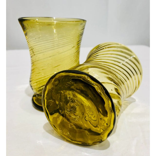 Antique Handblown Twisted Art Glass Tumblers- Set of 2 For Sale - Image 4 of 8