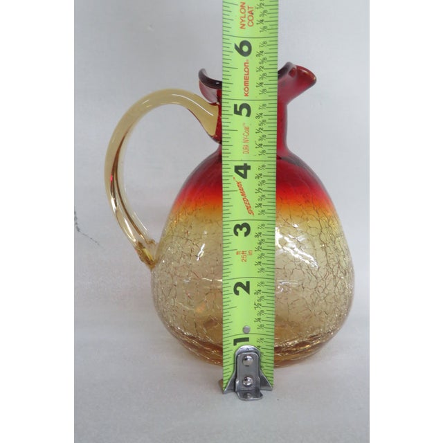 Mid 20th Century Mid Century Crackle Glass Amberina Small Pitcher Vase For Sale - Image 5 of 12