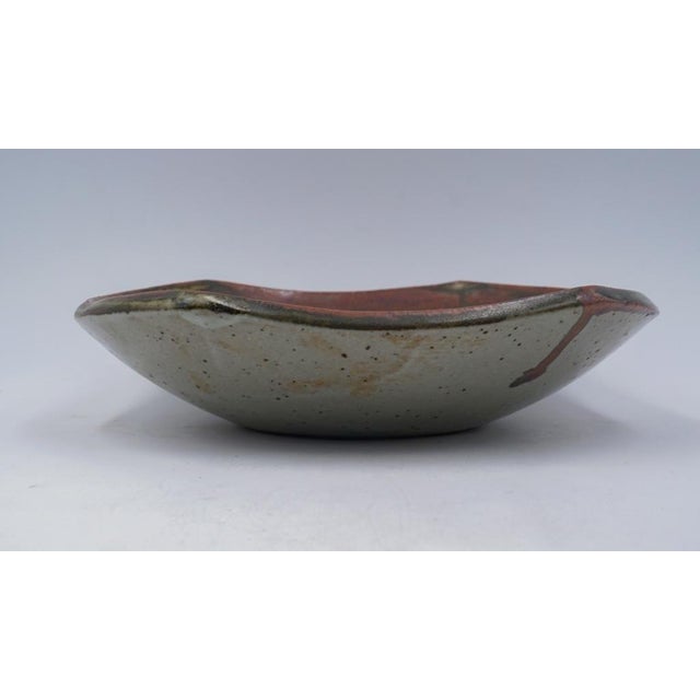 Joel Edwards Mid Century Joel Edwards Shallow Abstract Pottery Bowl For Sale - Image 4 of 6