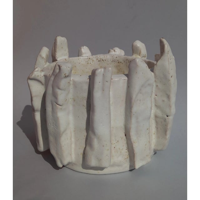 Neutral Palette Hand Built Glazed Ceramic Planters by Diane Grant - Set of 2 For Sale - Image 10 of 12