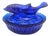 Vintage Cobalt Blue Glass Dolphin-on-Nest Covered Trinket Box, 5.75" For Sale