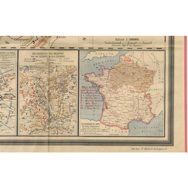 Franco-Prussian War Campaign Map of France and Germany, 1871 For Sale - Image 3 of 14