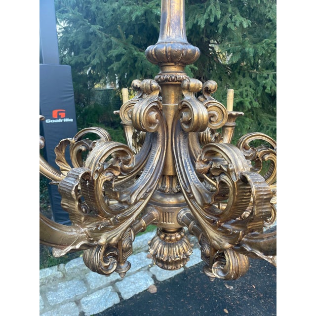 Wood Early 20th Century Baroque Giltwood Chandelier For Sale - Image 7 of 11
