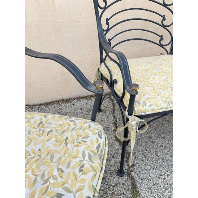 Contemporary Scrolling Wrought Iron Patio Loveseat & Arm Chair Set - 4 PCS For Sale - Image 15 of 18