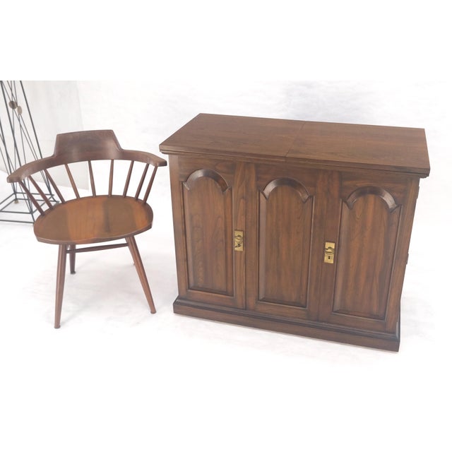 Solid Cherry Raised Panel Doors Liquor Bar Serving Flip Top Cabinet MINT For Sale - Image 13 of 18