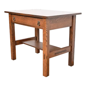 Lifetime Furniture Antique Mission Oak Arts & Crafts Desk or Library Table, Newly Refinished