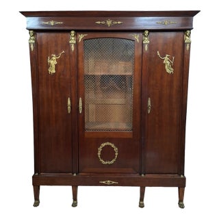 Empire Style Wardrobe in Mahogany with Egyptian Heads For Sale