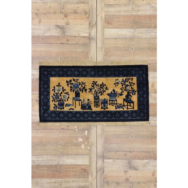 Tan Antique Chinese Baotou Pictorial Rug - 02'05 X 04'06 For Sale - Image 8 of 9