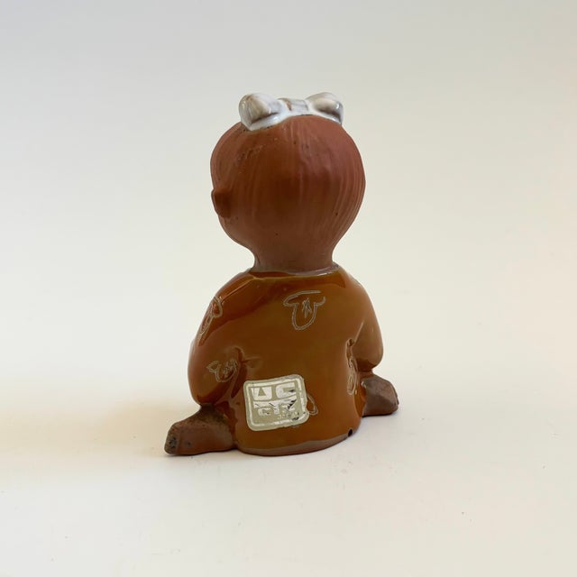 Terra Cotta Mid Century Japanese Pottery Girl by Uctci For Sale - Image 8 of 10