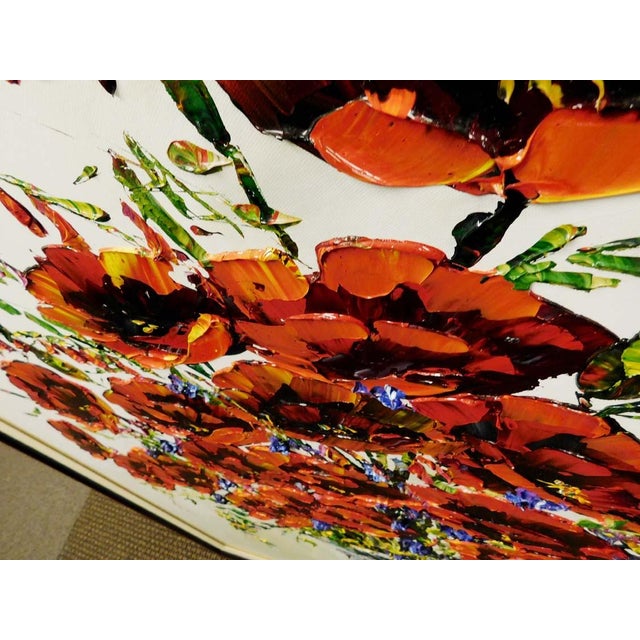 Maya Eventov "Morning Poppies in Bloom" Flowers Original Acrylic Painting Canvas For Sale In Denver - Image 6 of 12