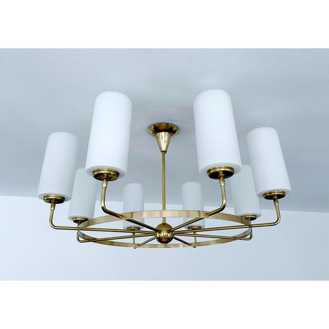 Large Vintage Italian Glass and Brass Chandelier, 1950s For Sale - Image 18 of 18