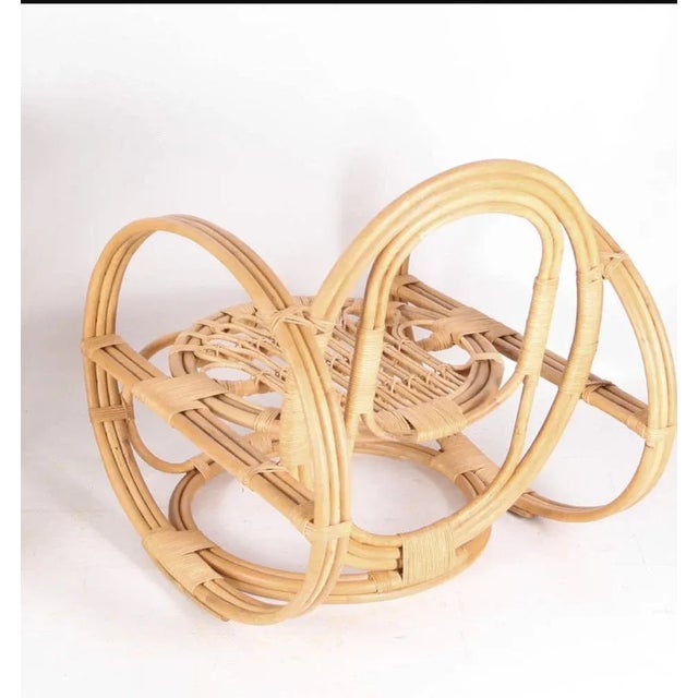 Wood Set of Hoop Armchairs in Rattan For Sale - Image 7 of 10