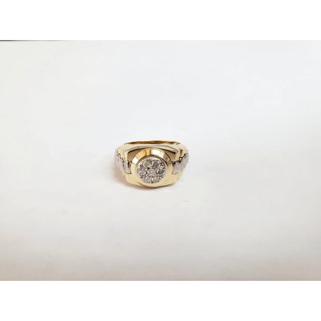 Mens Presidential Style Diamond Cluster Ring 14k Two-Toned, Size 9 For Sale - Image 4 of 6