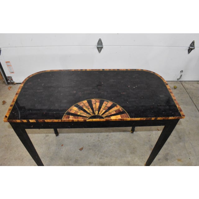 Black Maitland-Smith Tessellated Stone Console Table W/Sunburst For Sale - Image 8 of 15