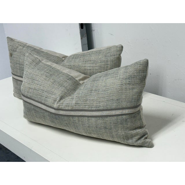Modern Thom Filicia Home Collection Draper Slate Lumbar Pillows For Sale - Image 3 of 12