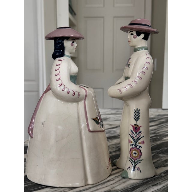 1930’s Weston Ware, California Plantation Couple Vase Pair - Set of 2 For Sale - Image 9 of 13