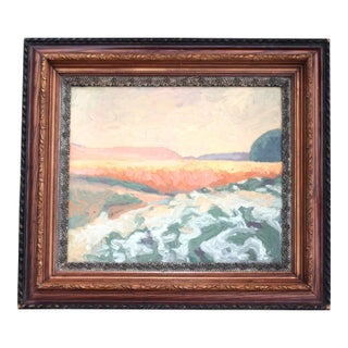 Midcentury Impasto or Impressionist Landscape Painting in Original Frame For Sale