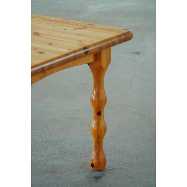 Modern Danish Scandinavian Brutalist Pine Coffee Table with Turned Legs, 1970s For Sale - Image 4 of 18