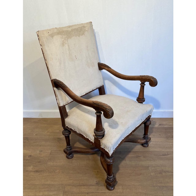 Brown Late 19th Century Pair of Louis Xiii Style High-backed Walnut Armchairs For Sale - Image 8 of 12