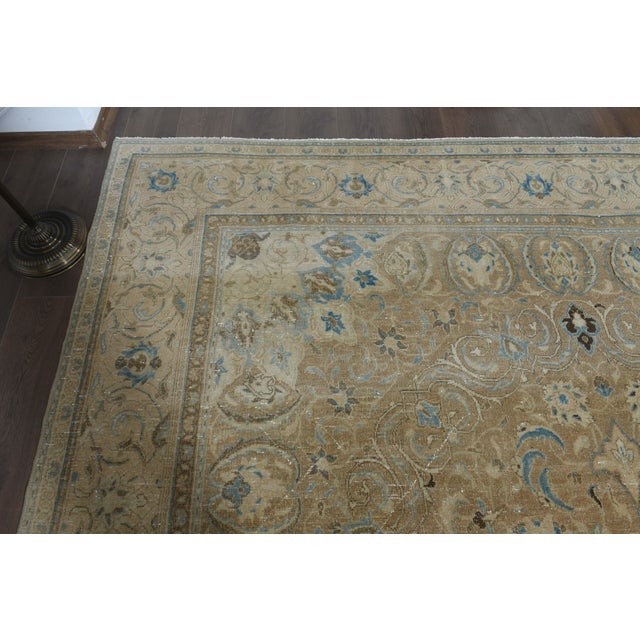 1970s 1970s Vintage Persian Handmade Wool Cotton Brown Area Rug For Sale - Image 5 of 10