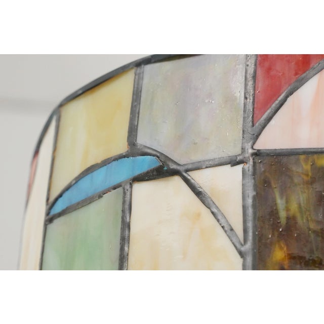 2000 - 2009 Allen + Roth Drakeston Mission Stained Glass Drum Pendant Light For Sale - Image 5 of 12