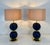 Murano Glass Lamps with Blue Spheres and Ivory Lampshades, Set of 2 For Sale - Image 7 of 9