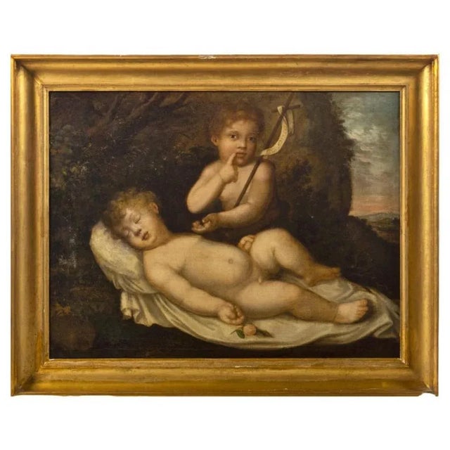 17th century italian school "ecce agnus dei" oil on canvas dec. 70 x 90 cm good condition. This piece is attributed to the...