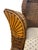 English Late 20th Century Carved British Colonial Wicker Club Chair by Acacia Furniture & Two Leather Pillows For Sale - Image 3 of 12